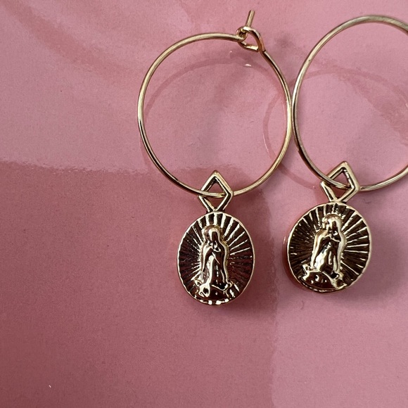 Luv AJ Saint Mary Cross Hoops - Picture 2 of 3